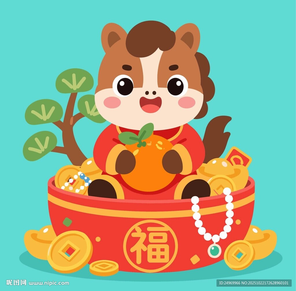 萌态生肖马迎新春红包形象