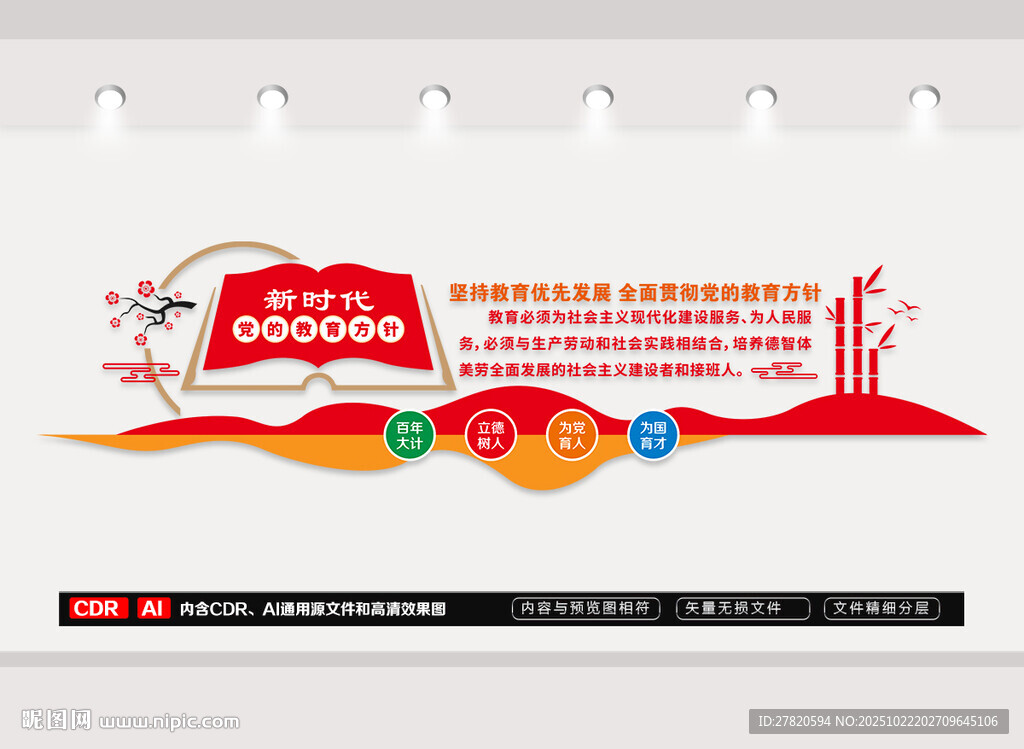 新时代党的教育方针文化墙
