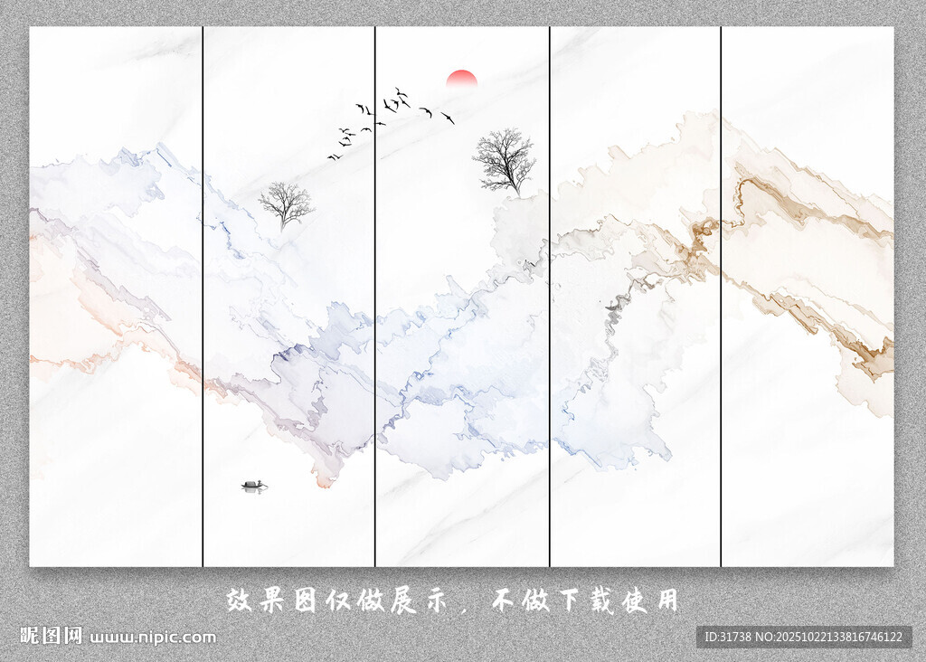 抽象线条水墨大理石背景墙