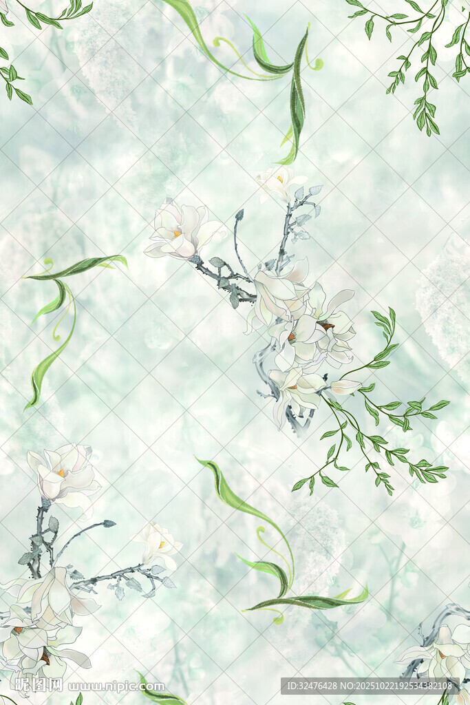 淡雅花卉水彩纹理图案