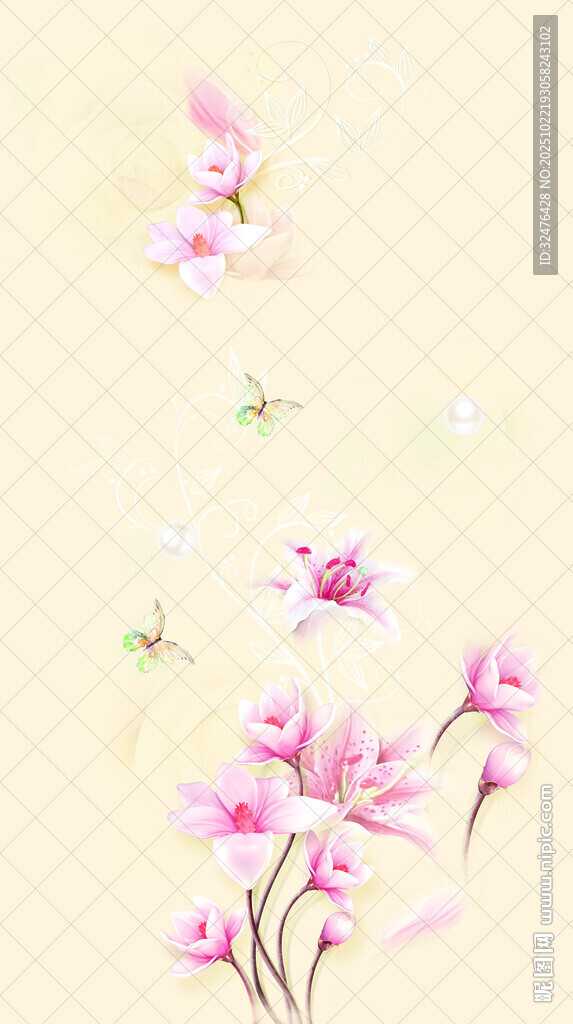 粉色花卉装饰背景图