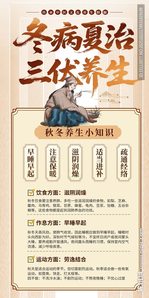 冬病夏治三伏养生海报