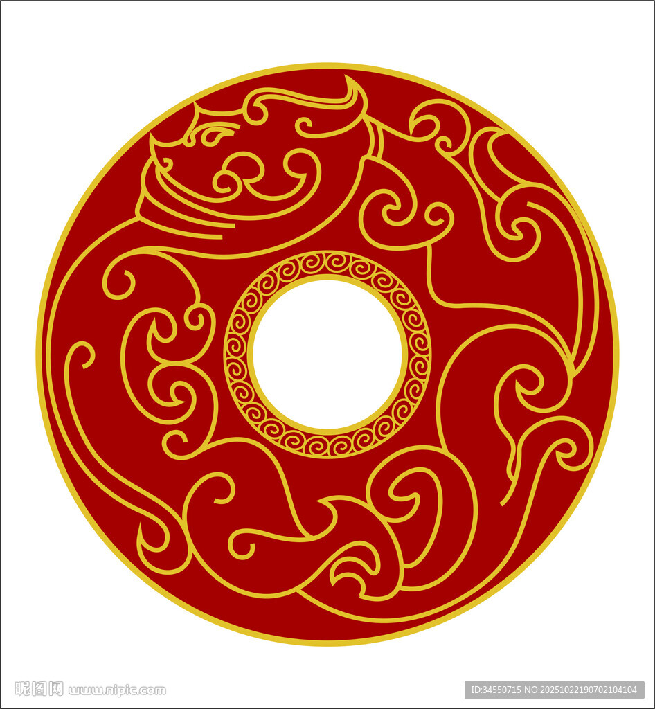 传统圆形龙纹图案