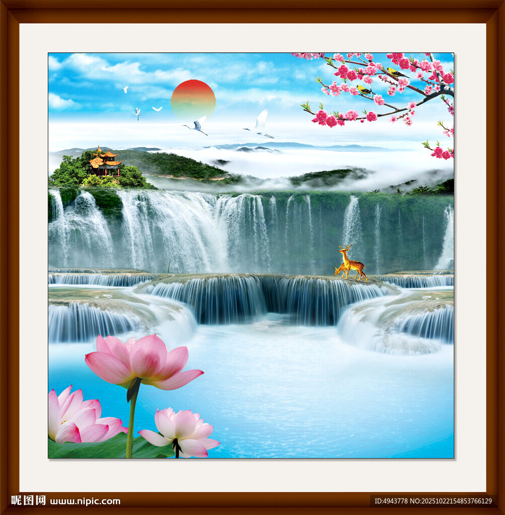流水生财壁画