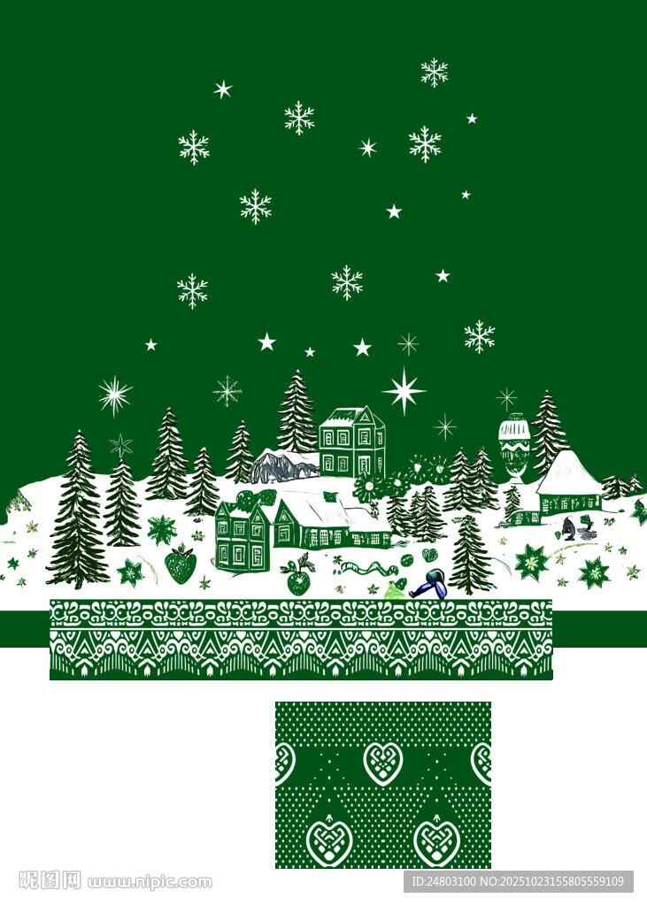 圣诞村庄雪景包装设计图