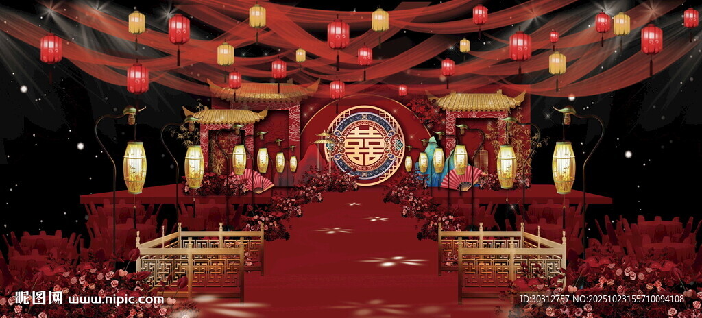 中式婚礼现场华丽布置