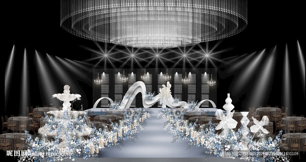 梦幻白色系婚礼现场布置