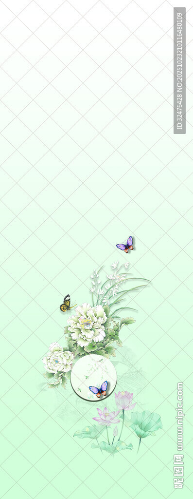 清新梦幻花卉装饰图案