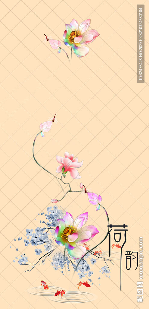 中式水墨风花卉插画