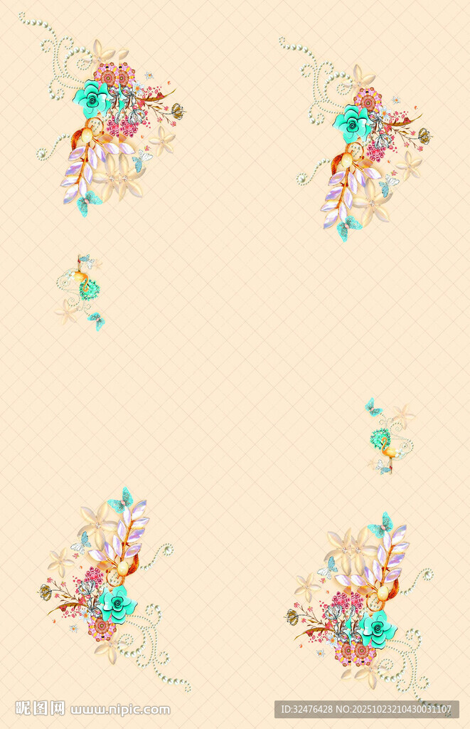 多彩花卉装饰图案设计