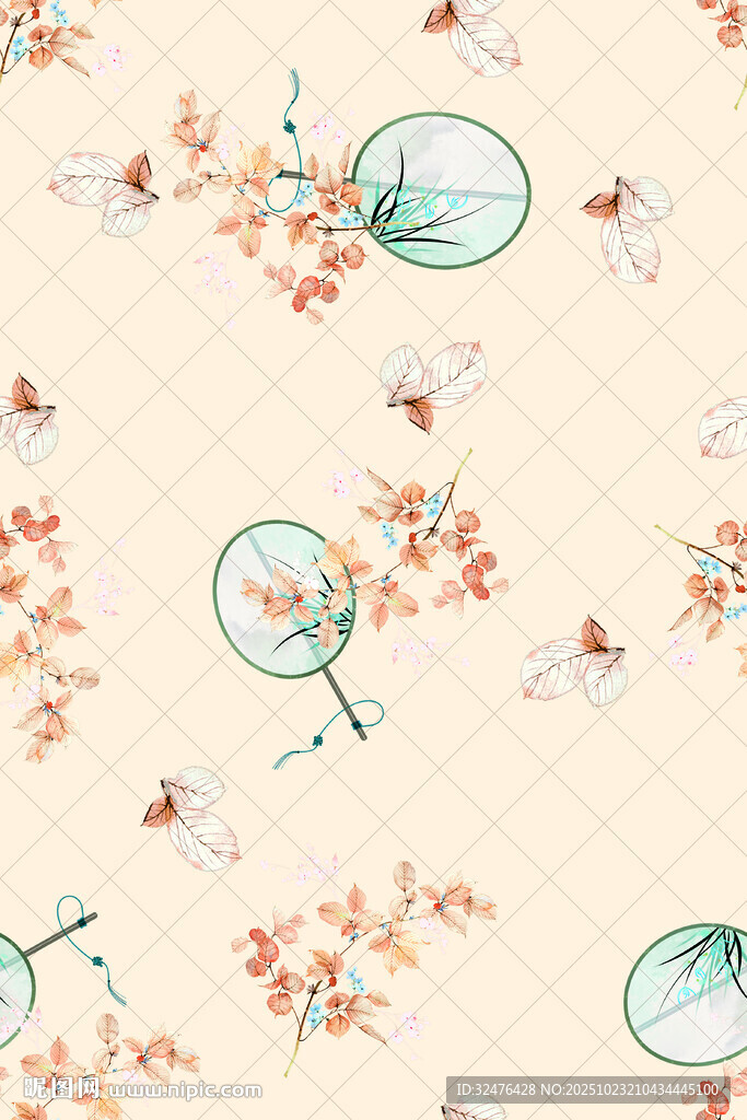 中式花卉蜻蜓图案背景