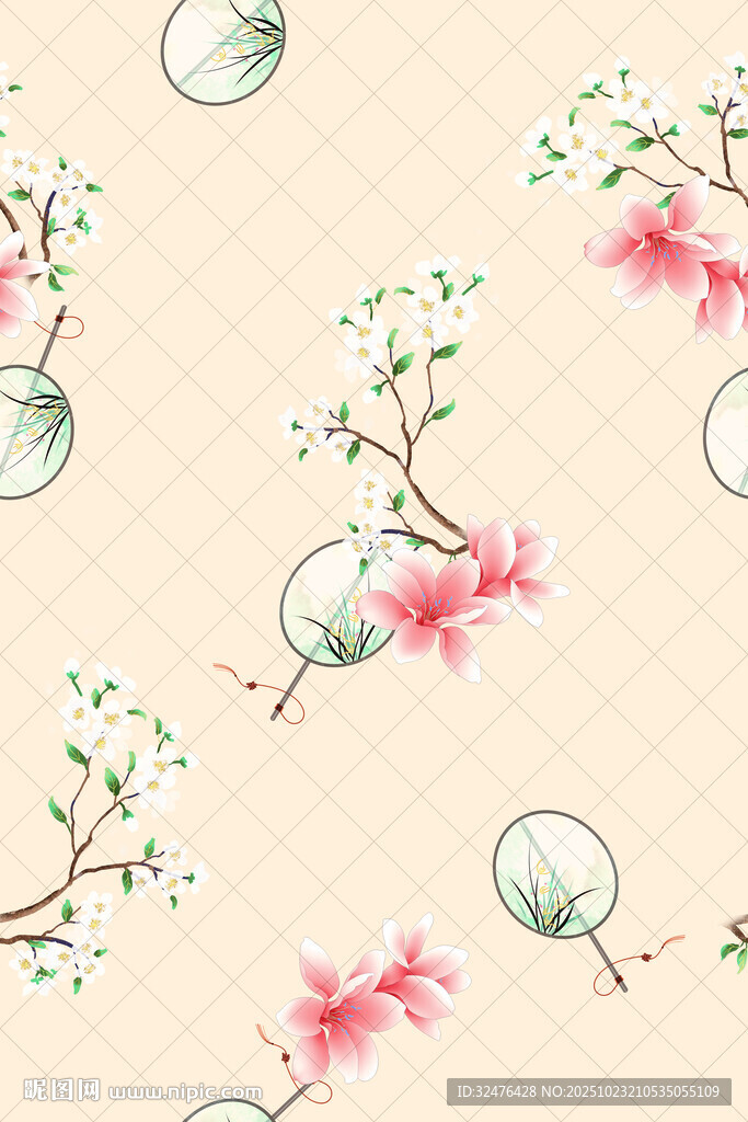 中式花卉图案背景纹理