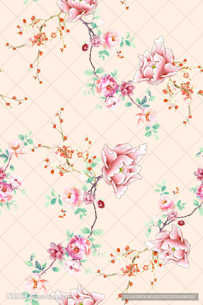 中式花卉图案背景纹理