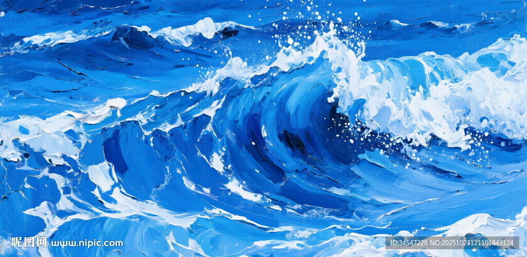 蓝色油画纹理素材