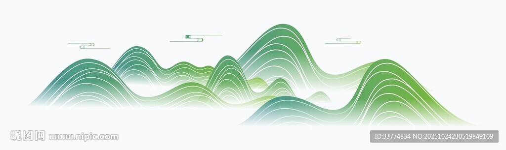 山手绘背景矢量中式