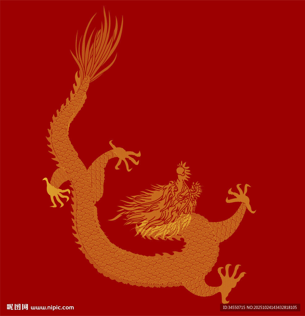 传统刺绣龙纹矢量设计