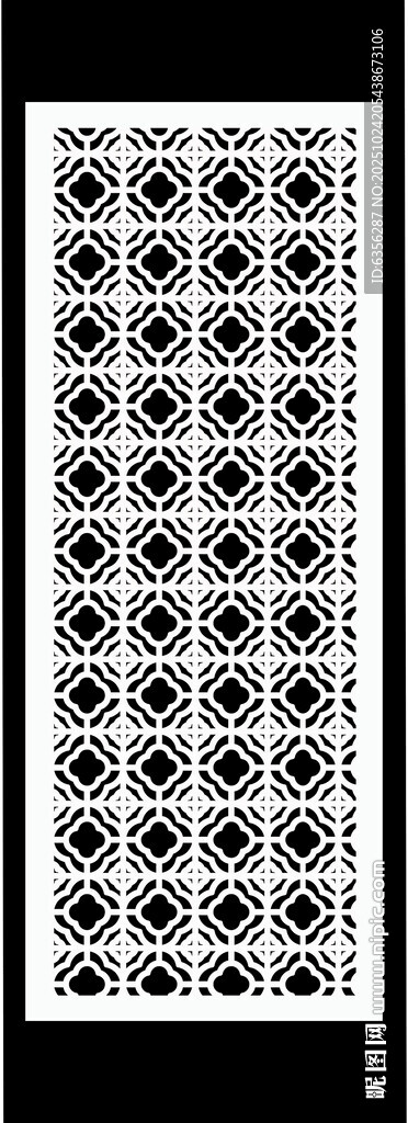 雕刻古风屏风黑白几何图案装饰画