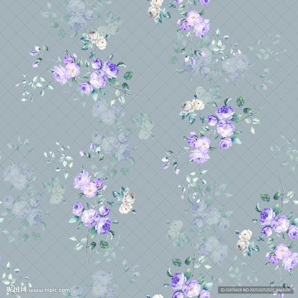 淡紫色花卉图案背景图