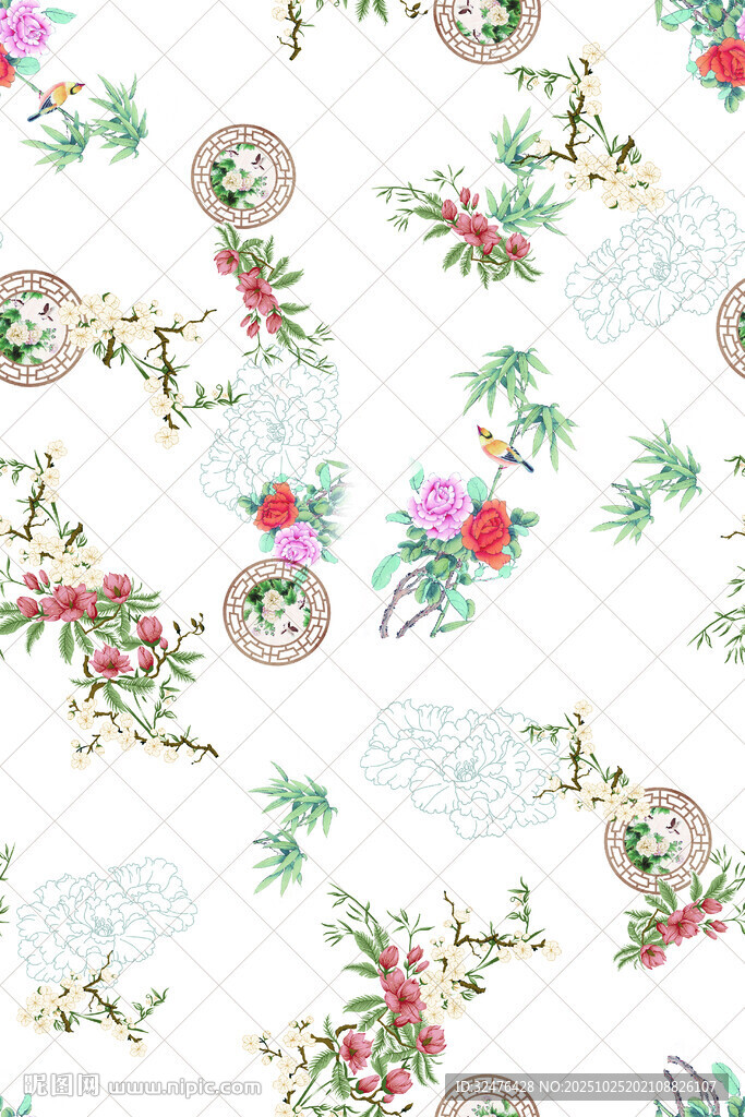 复古花卉图案背景