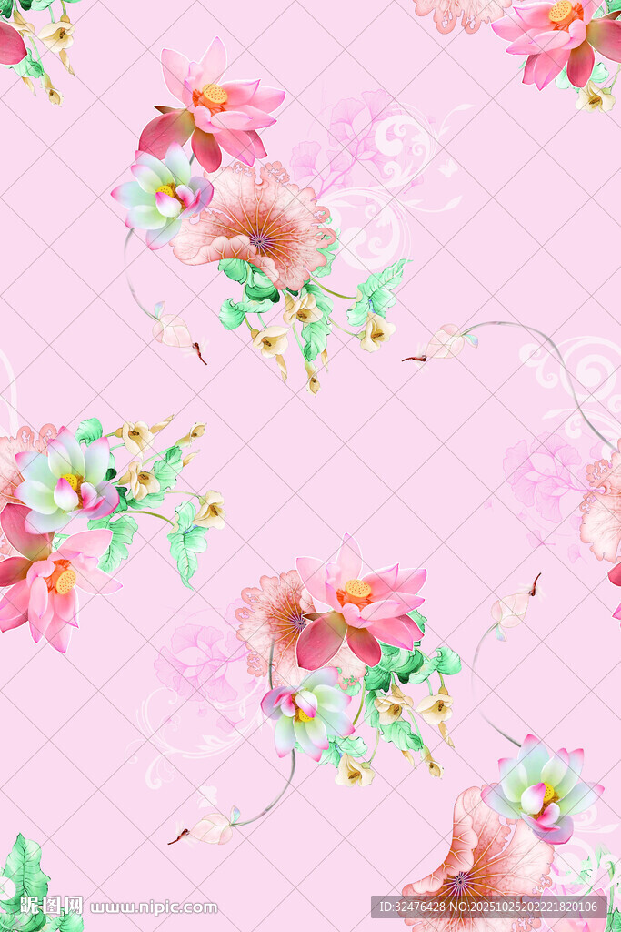 粉色花卉图案背景纹理