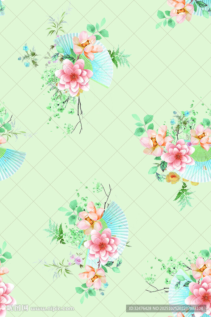 清新花卉无缝图案背景