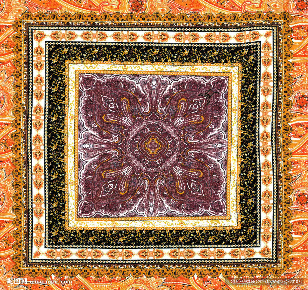 精美复古花纹方形图案