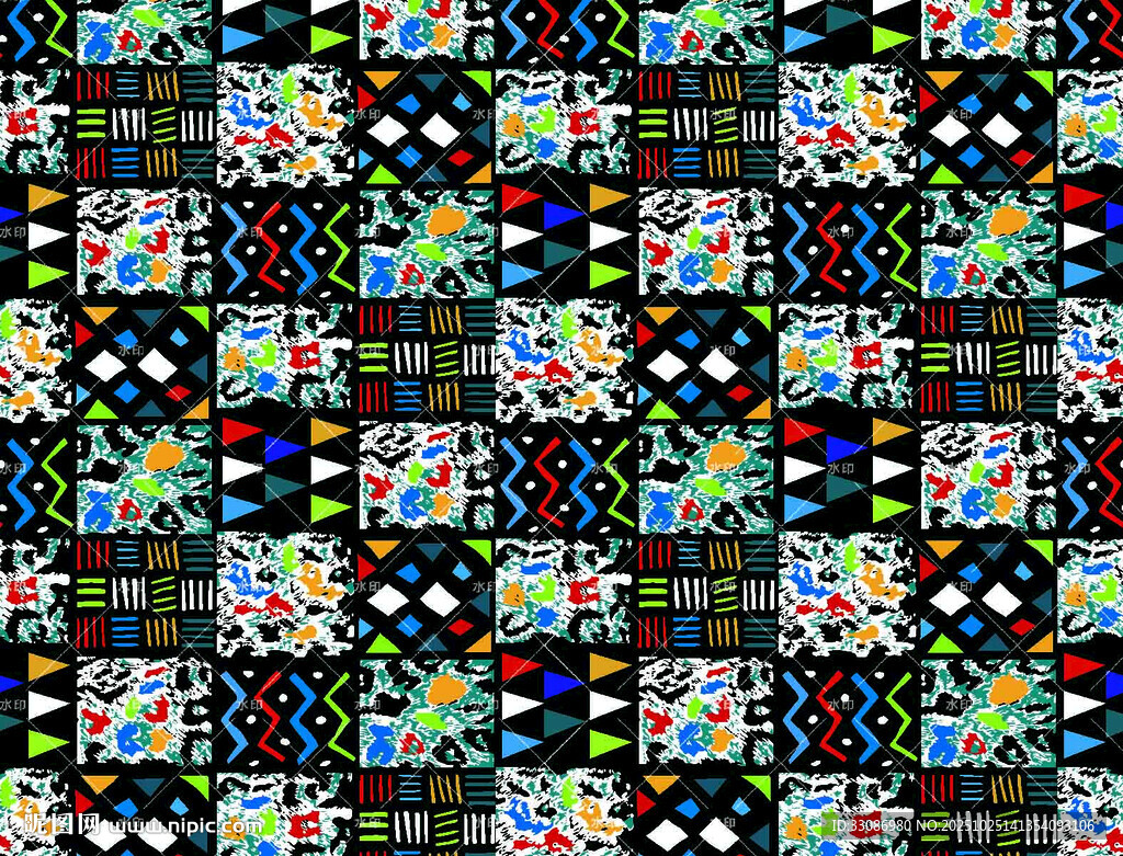 多彩几何图案无缝拼接