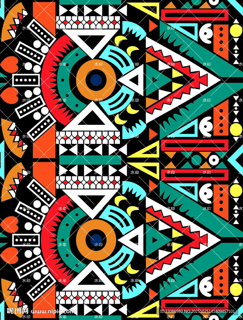 多彩民族风几何图案设计