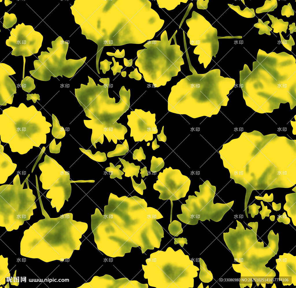 黄色花卉图案背景纹理