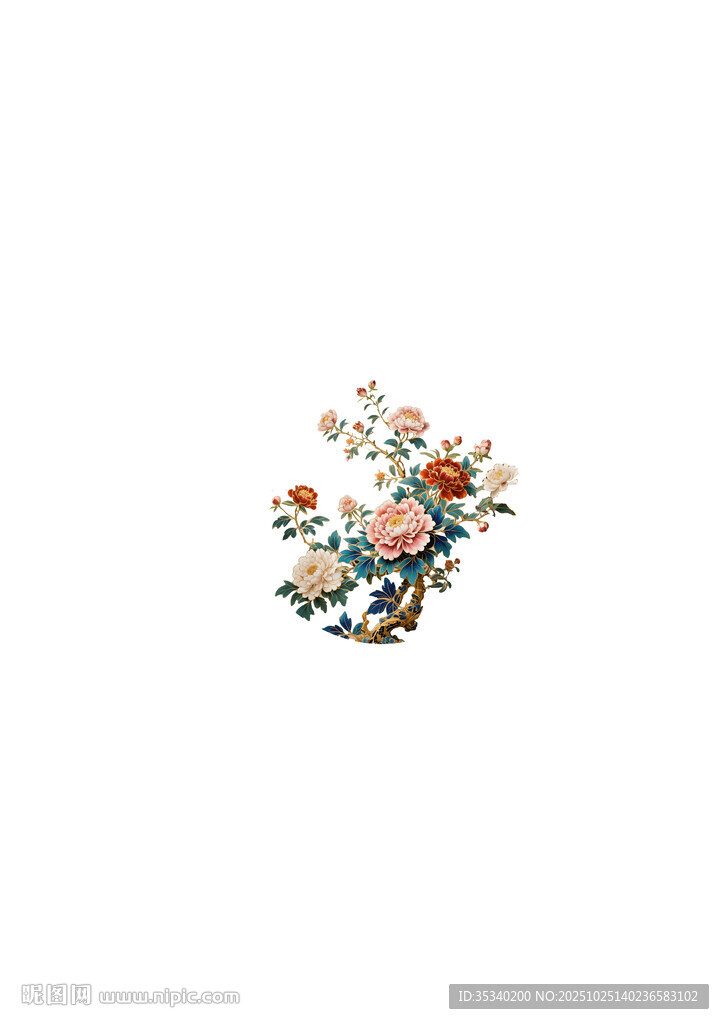 手绘多彩花卉图案