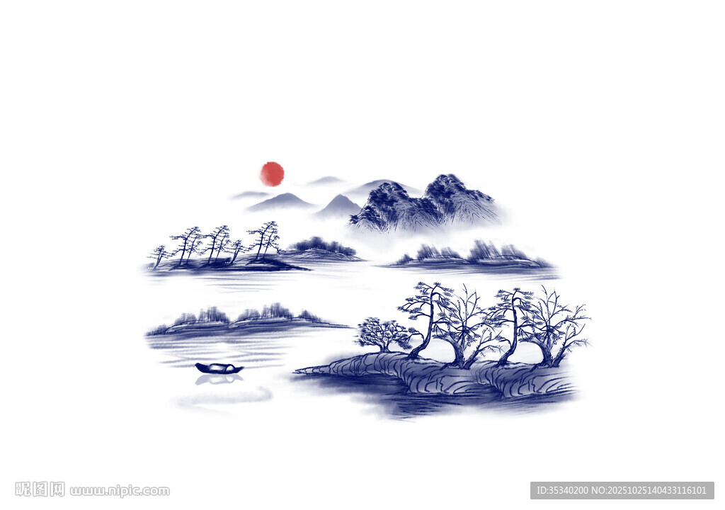 水墨山水风景图