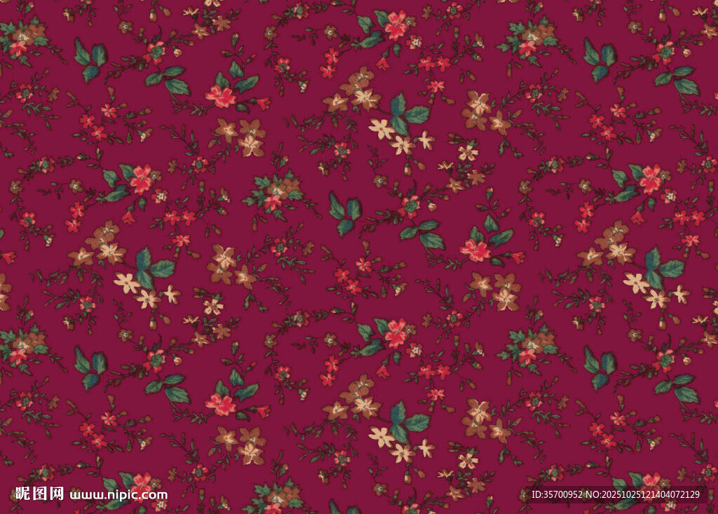 红底花卉布料图案背景