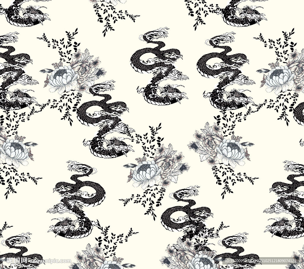 花卉龙杏底图案背景