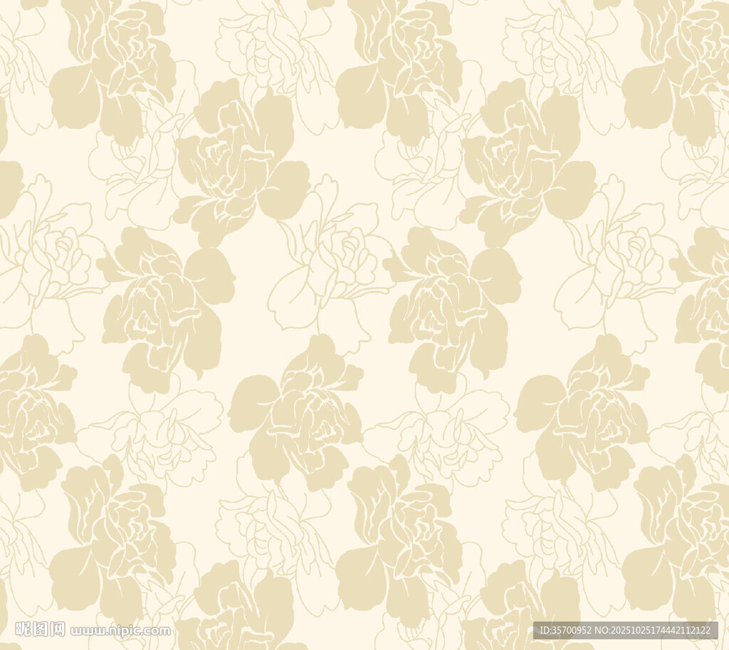 米黄色花卉图案墙纸