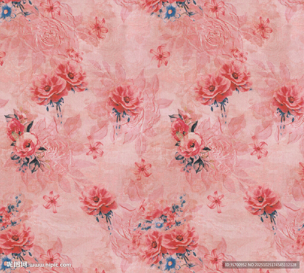粉色花卉图案布料