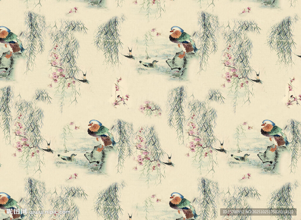 中式花鸟图案壁纸