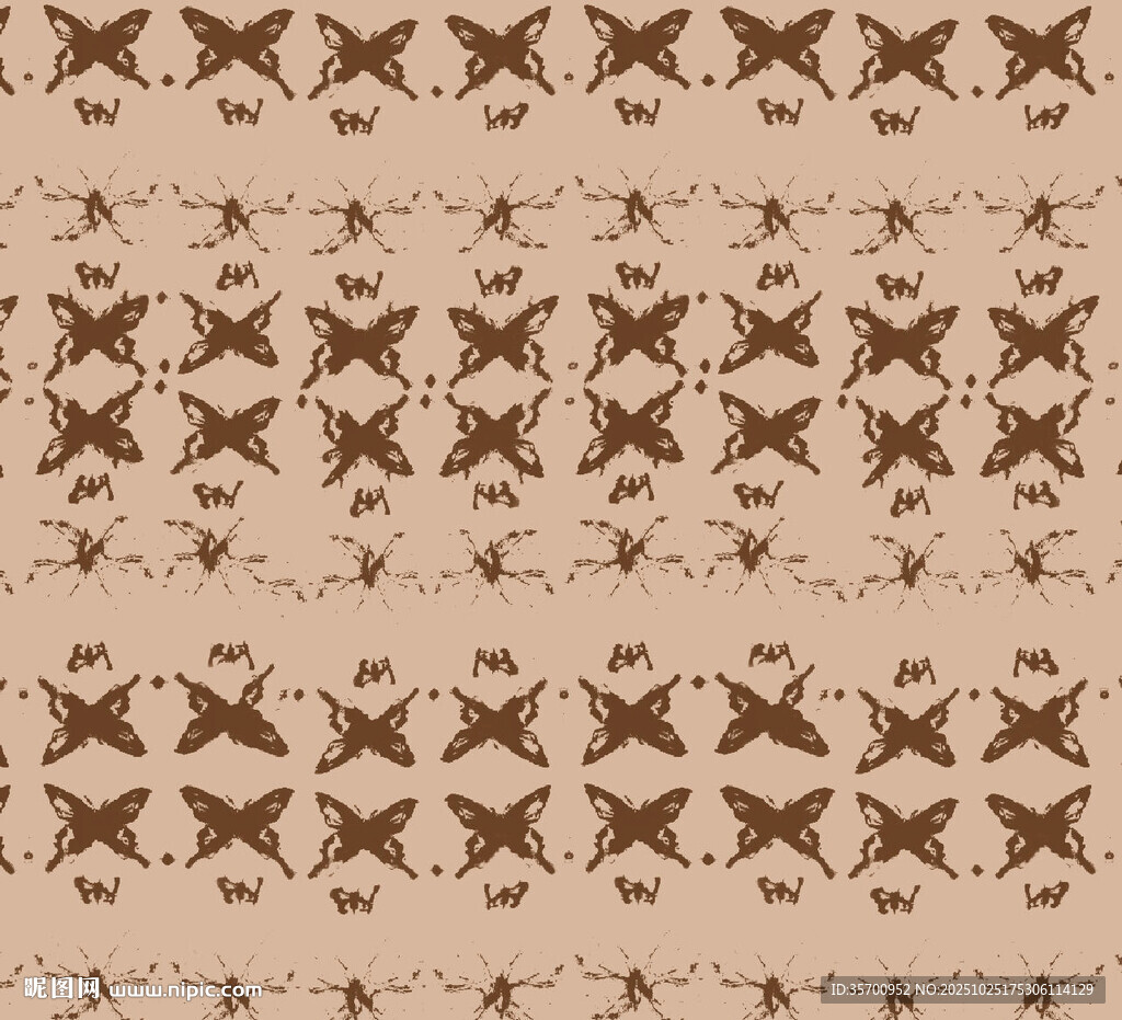 复古几何花纹图案 蝴蝶