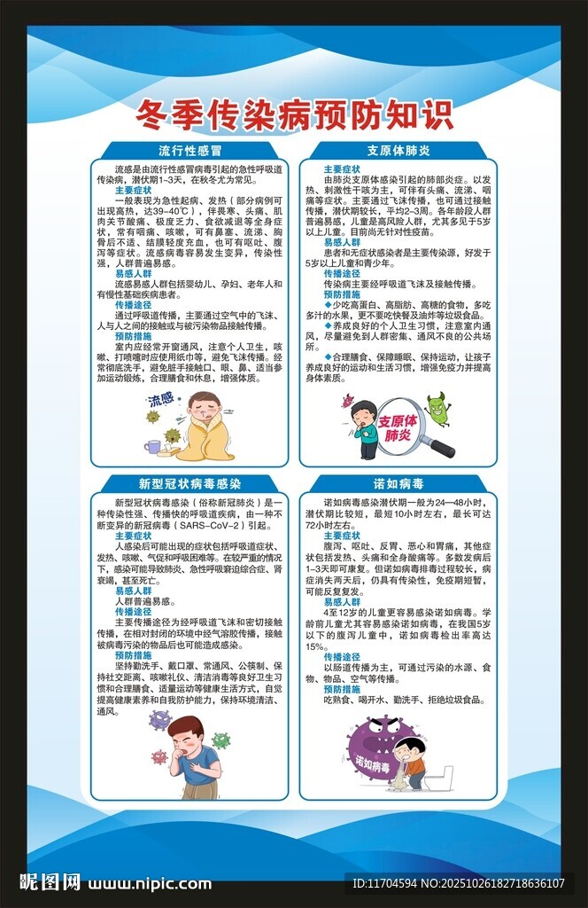 冬季传染病预防知识海报