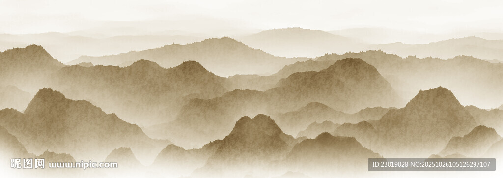 云雾水墨山水画