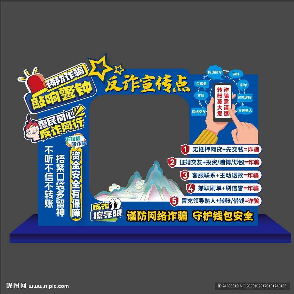 反诈骗宣传点美陈布拍照框置