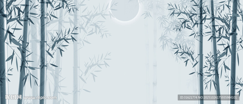 竹影 水墨灯箱竹林