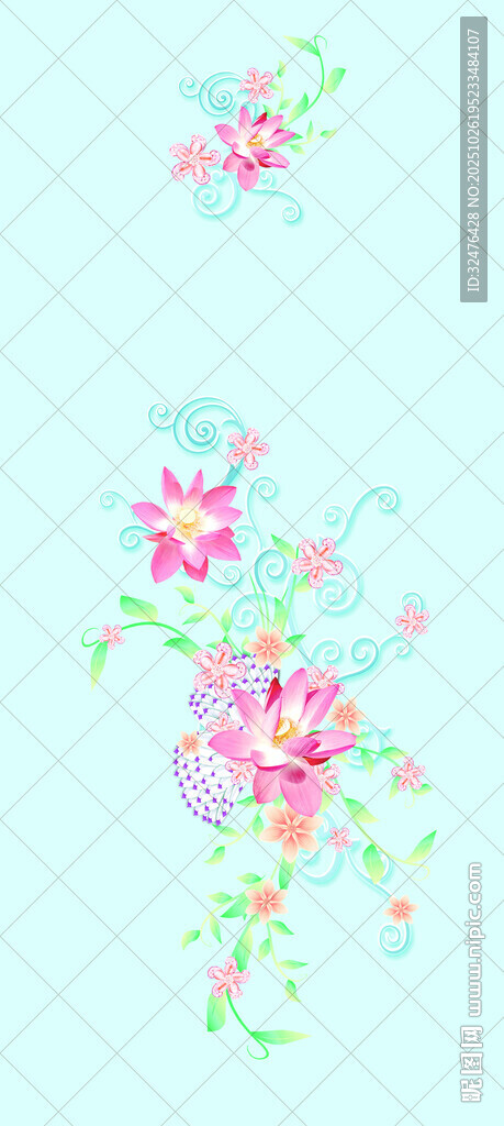 清新手绘花卉图案