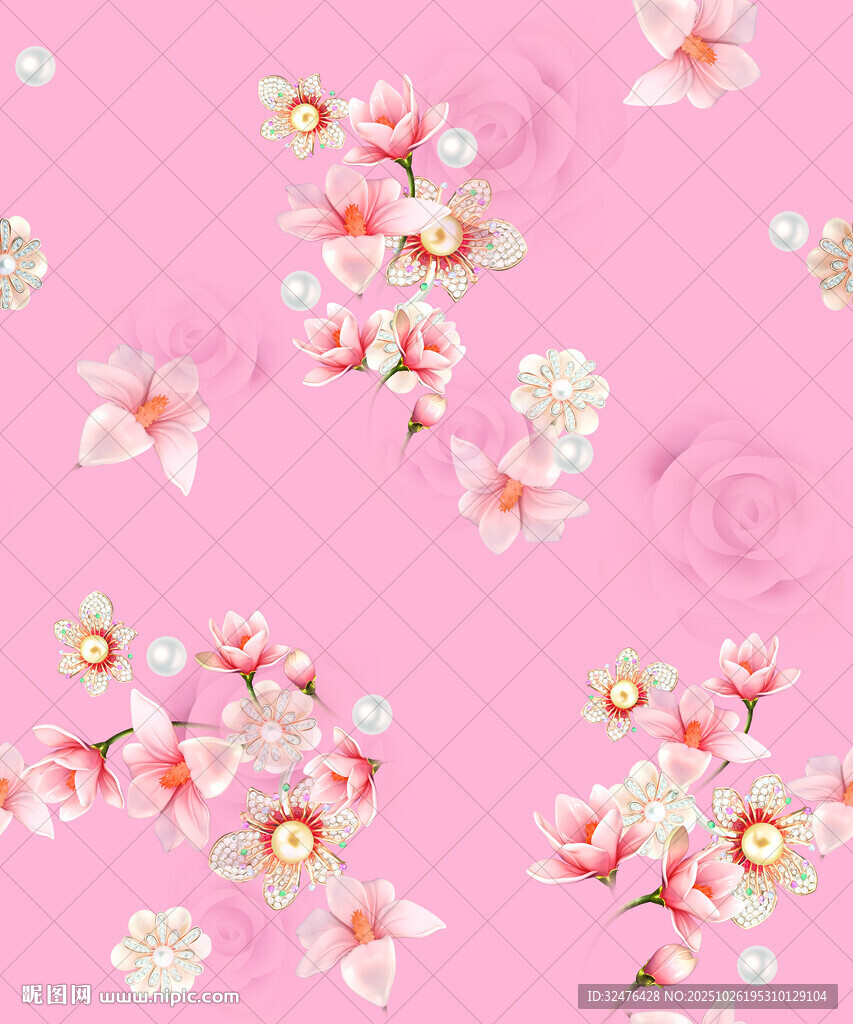 粉色背景花朵图案