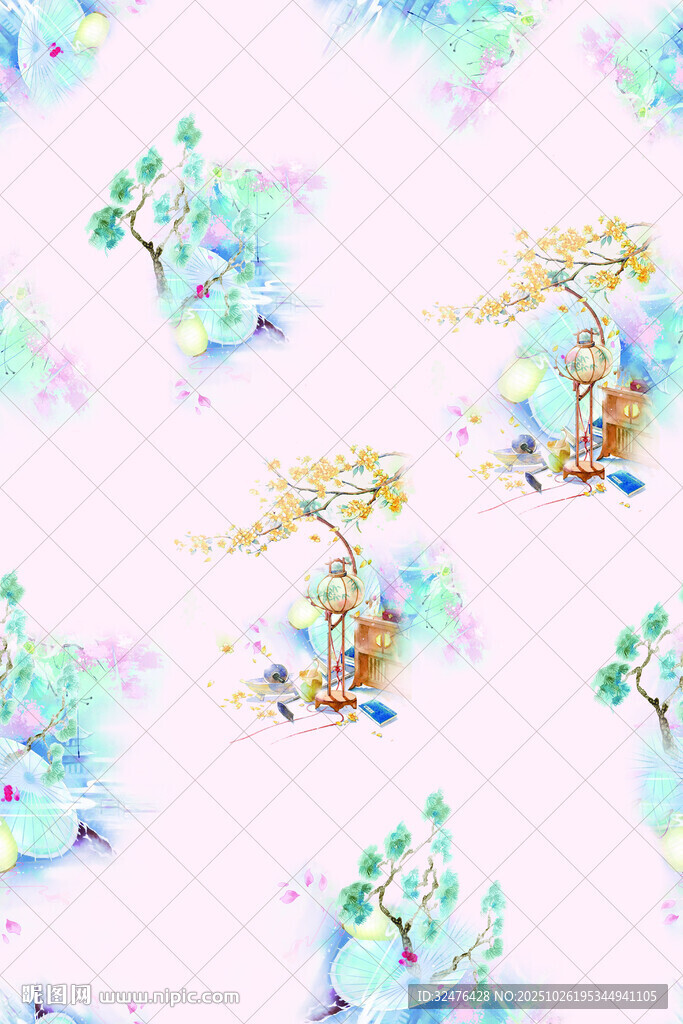 水彩风动物花卉无缝图案