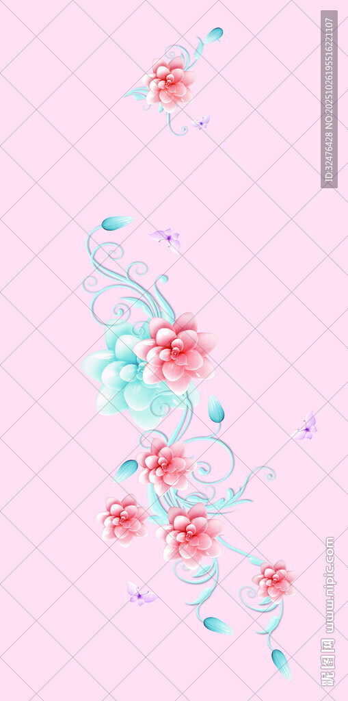 粉色花卉装饰图案