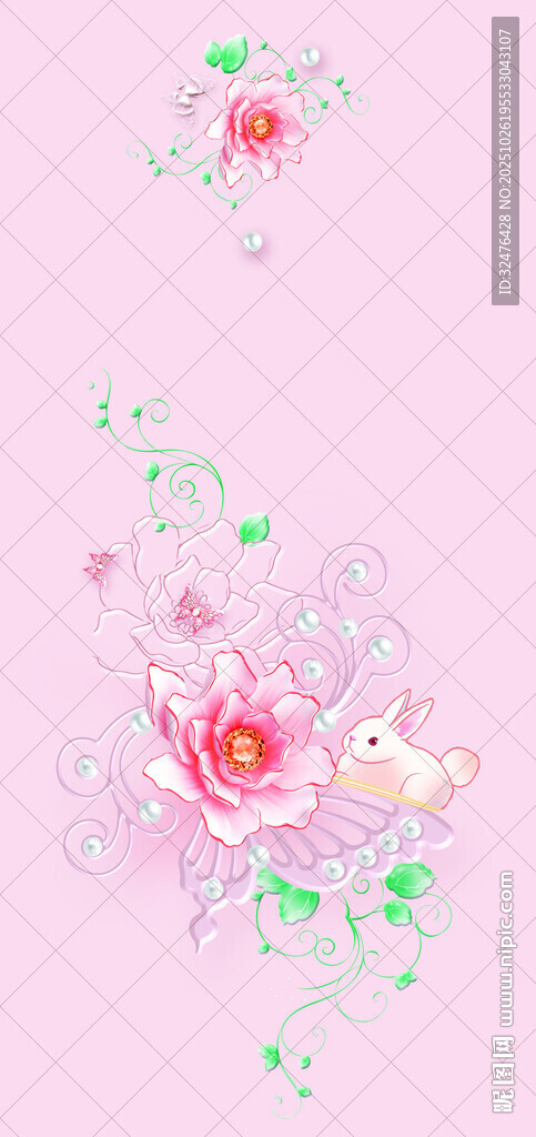 粉色花卉装饰图案