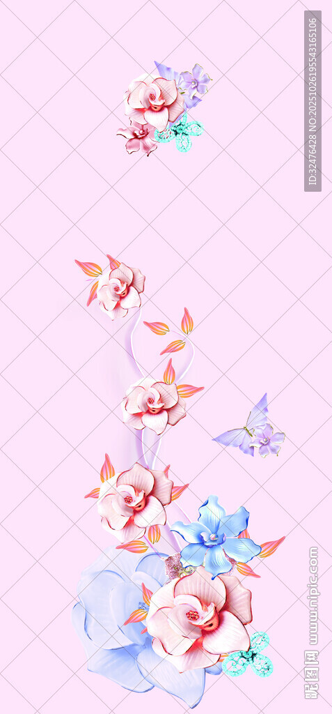 花卉飞鸟水彩图案集合