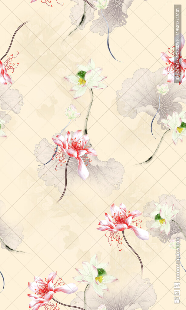 水墨风花卉图案背景图