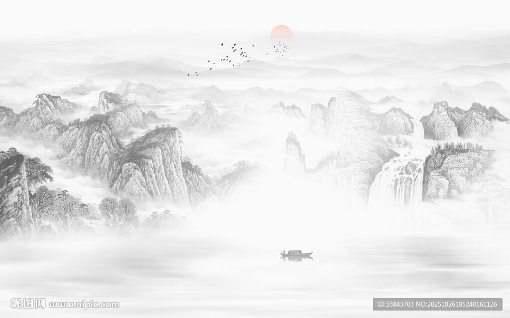 新中式水墨山水画