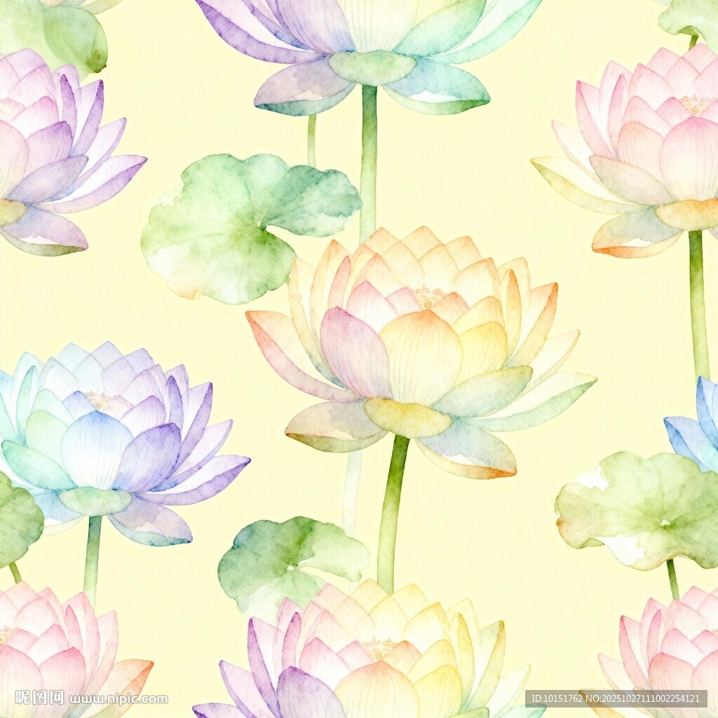荷花四方连续图图片